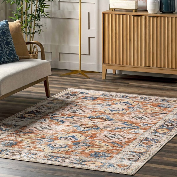 Annica Multi Medallion Machine Washable Area Rug 8ft X 10ft